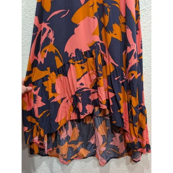 Anthropologie Abel The Label Clare Floral High Low Dress  Size Small Blue Orange - Picture 6 of 13
